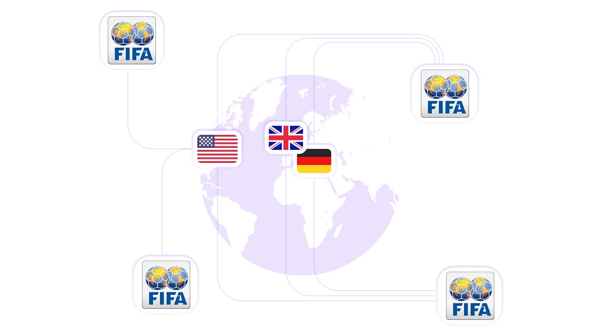 Совпадение с более чем 100 странами через прокси FIFA