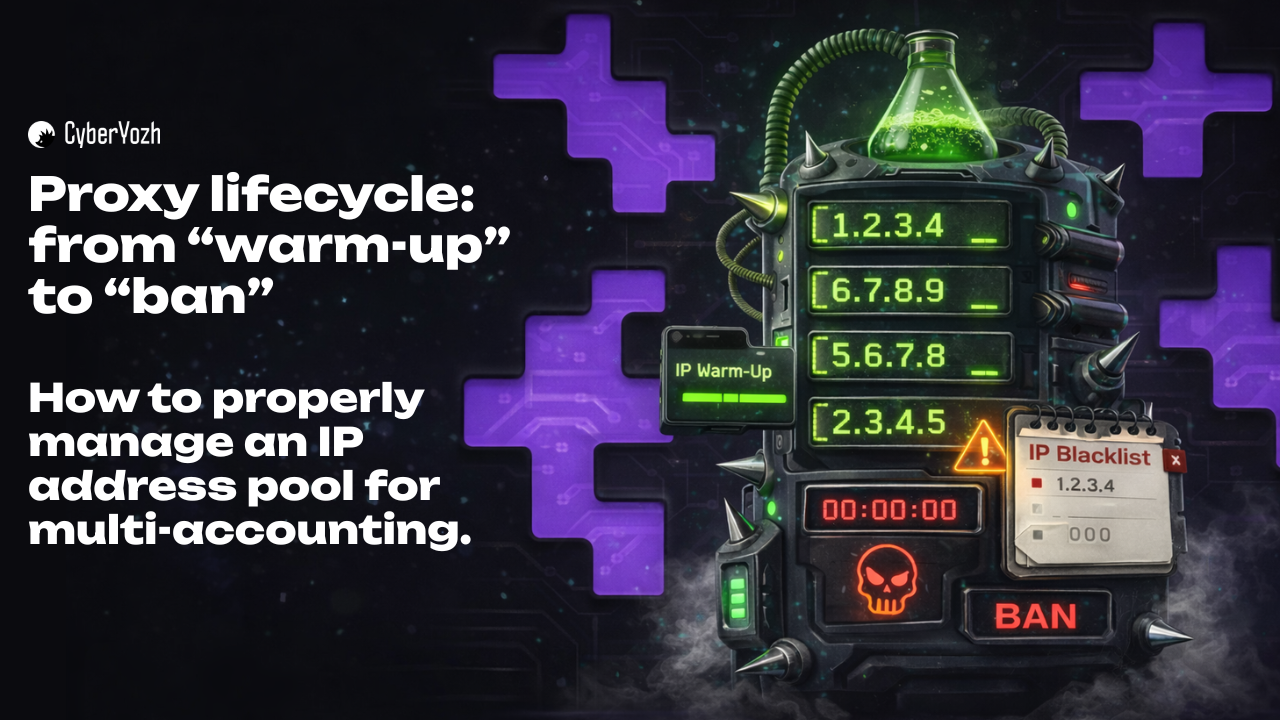 Ciclo de vida do proxy: do «aquecimento» ao «banimento». Como gerir corretamente o conjunto de endereços IP para multiaccounting.